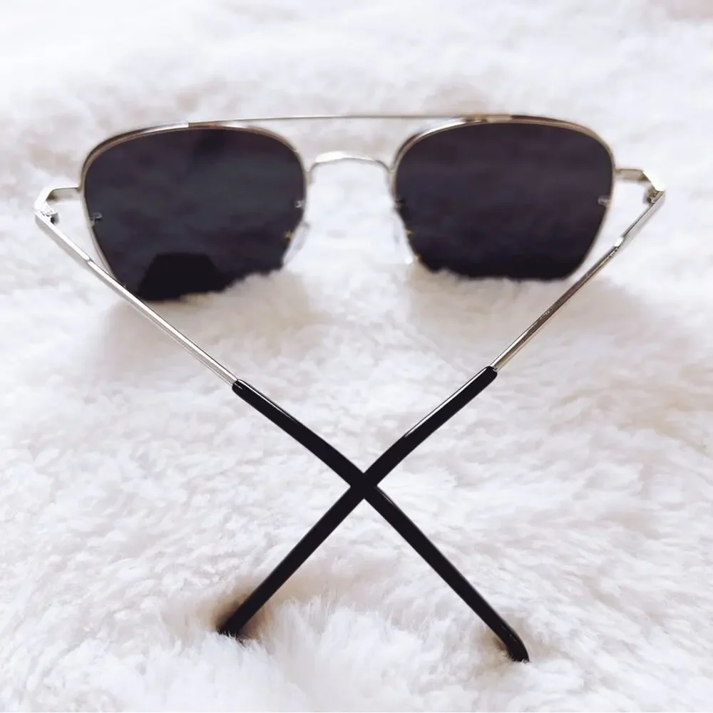 Lara Dark Gray & Silver Lenses Polarized Sunglasses